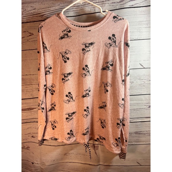 Disney Mickey Mouse Print Long Sleeve Top Crew Neck Pullover Small - Picture 1 of 5